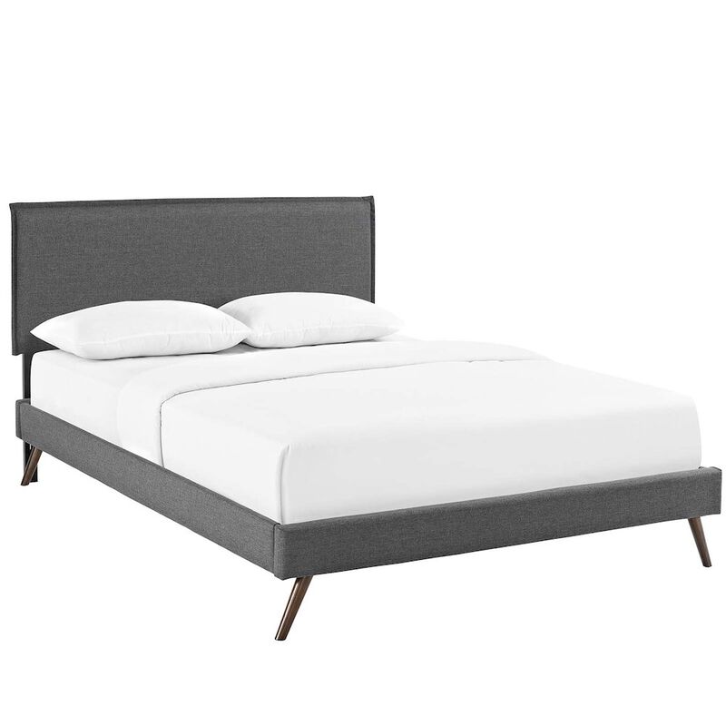 Camille Fabric Queen Platform Bed with Round Splayed Legs image number 0