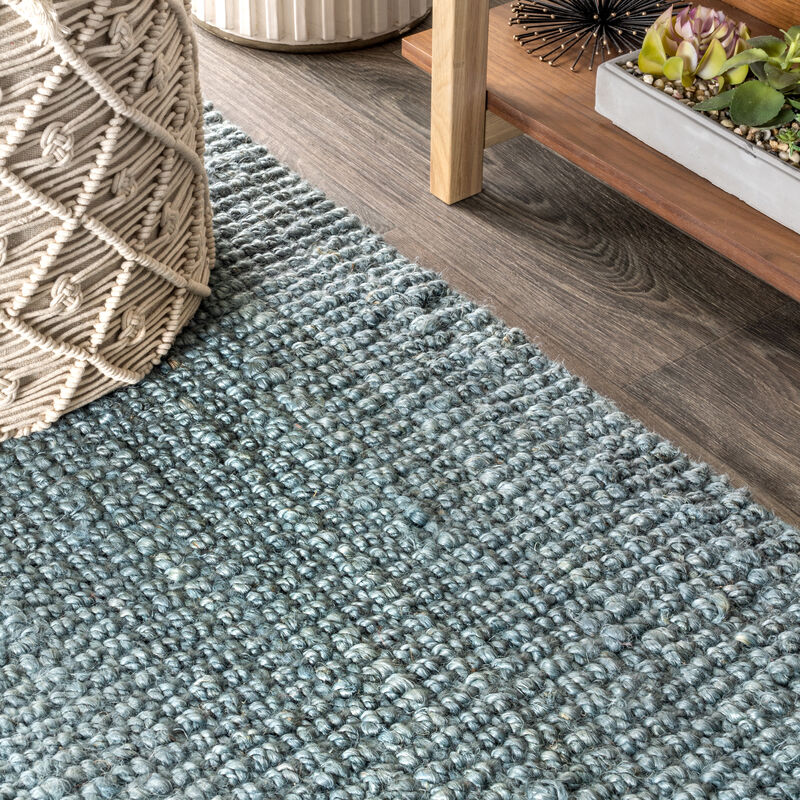 Pata Hand Woven Chunky Jute with Fringe Square Area Rug