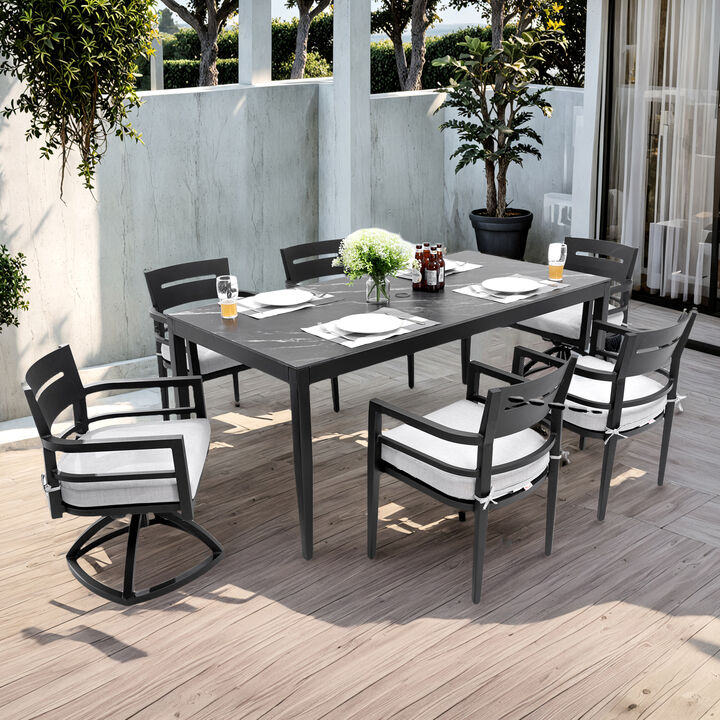 MONDAWE 3-Piece Outdoor Aluminum Patio Furniture Chaise Lounge Set with Adjustable Backrest