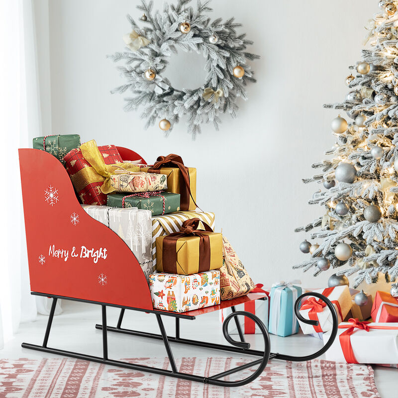 Christmas Santa Sleigh Basket with Metal Frame for Gift Storage and Decor image number 5