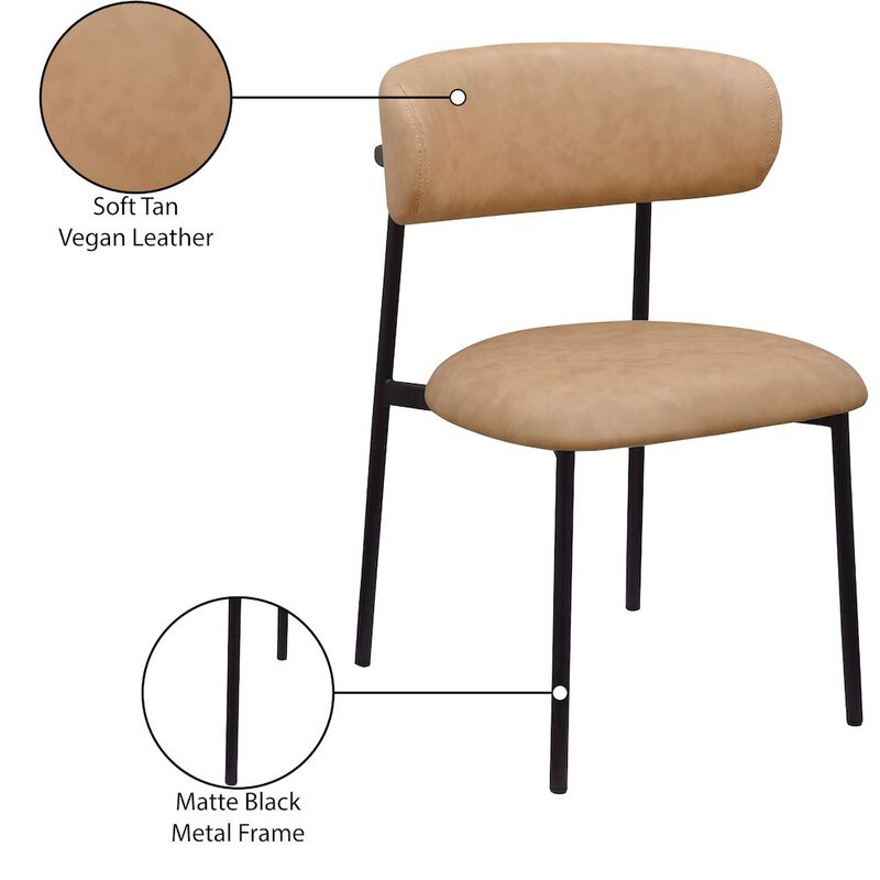 Meridian Furniture Lupita Tan Vegan Leather Dining Chair, Set of 2