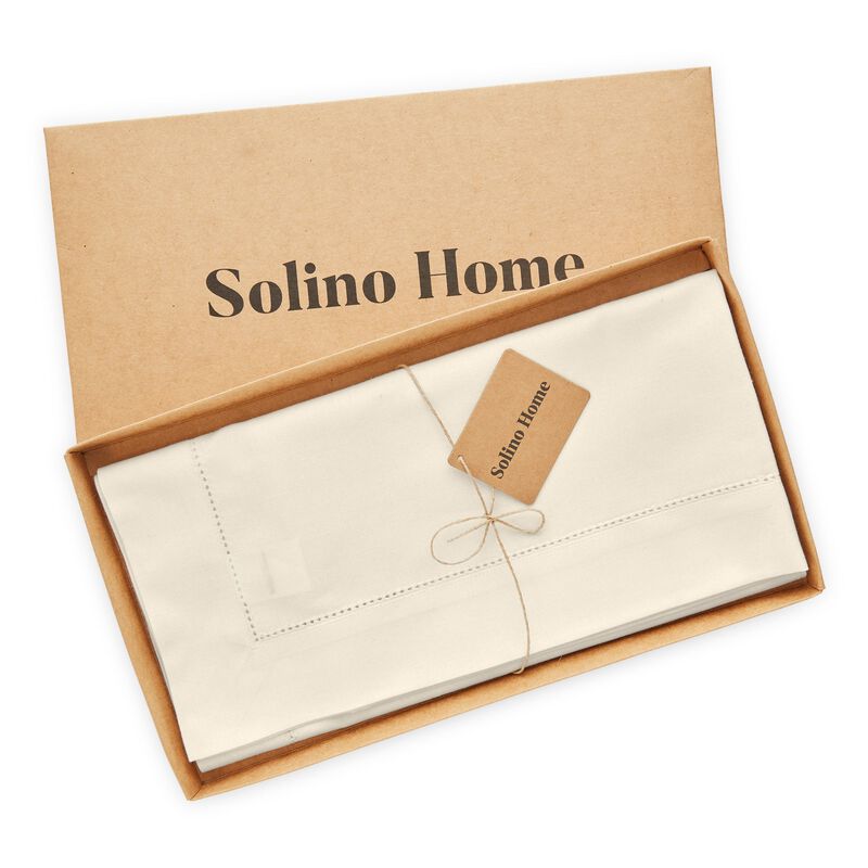 Cotton Linen Table Throw - Cotton Linen Hemstitch image number 3