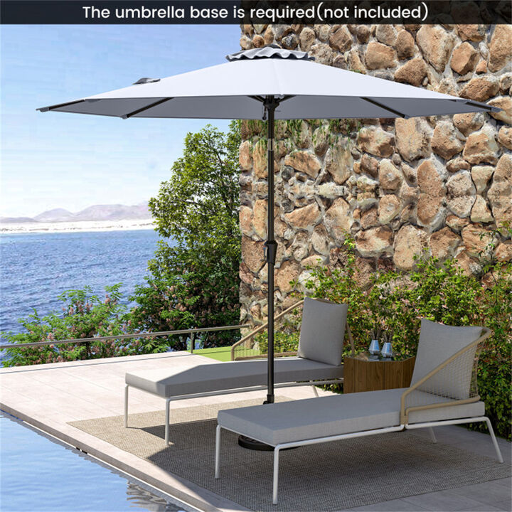9 FT Outdoor Market Patio Table Umbrella Push Button Tilt Crank Lift-gray