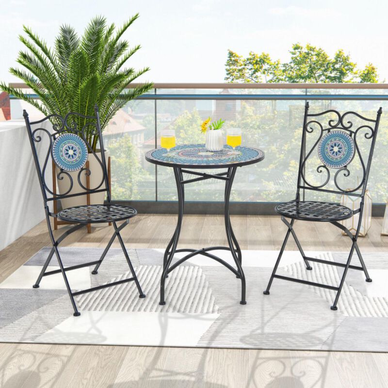 Hivvago 3 Piece Patio Bistro Set with Mosaic Pattern image number 1