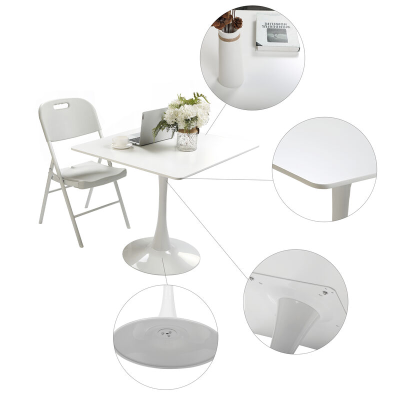 Jaxpety 31.5" x 31.5" Square White Tulip Side Table