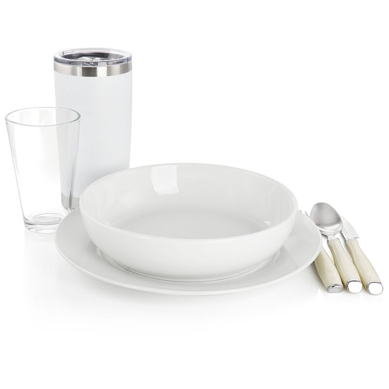 Gibson Home Nobella 14 Piece Fine Ceramic Dinnerware Set in White