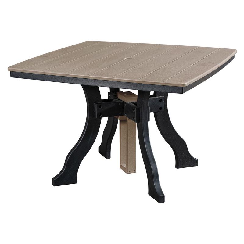 American Furniture Classics Dining Height Square Table in Weatherwood with a Black Base