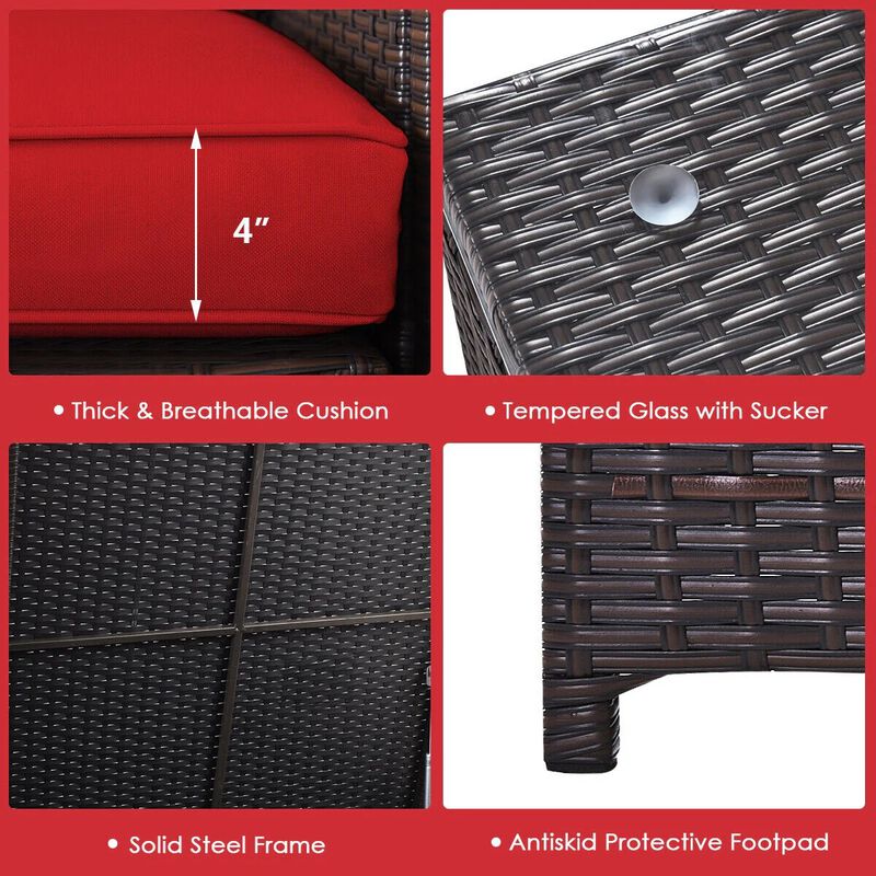 Mondawe 4 Pieces Outdoor Patio Rattan Furniture Set with Loveseat and Storage Box