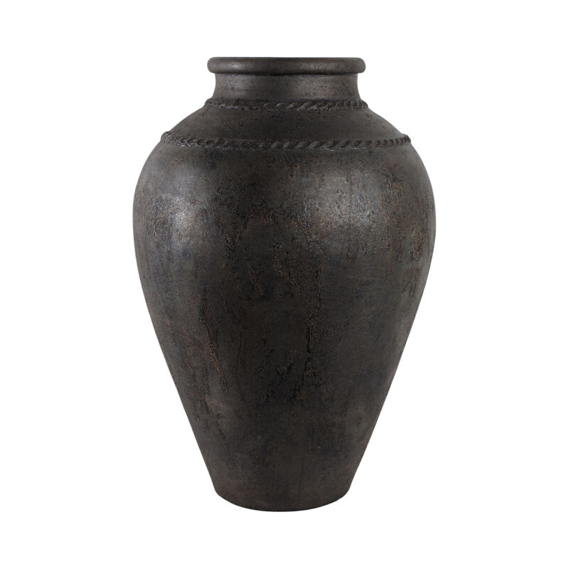 30" Terracotta Floor Vase, Rustic Black image number 0