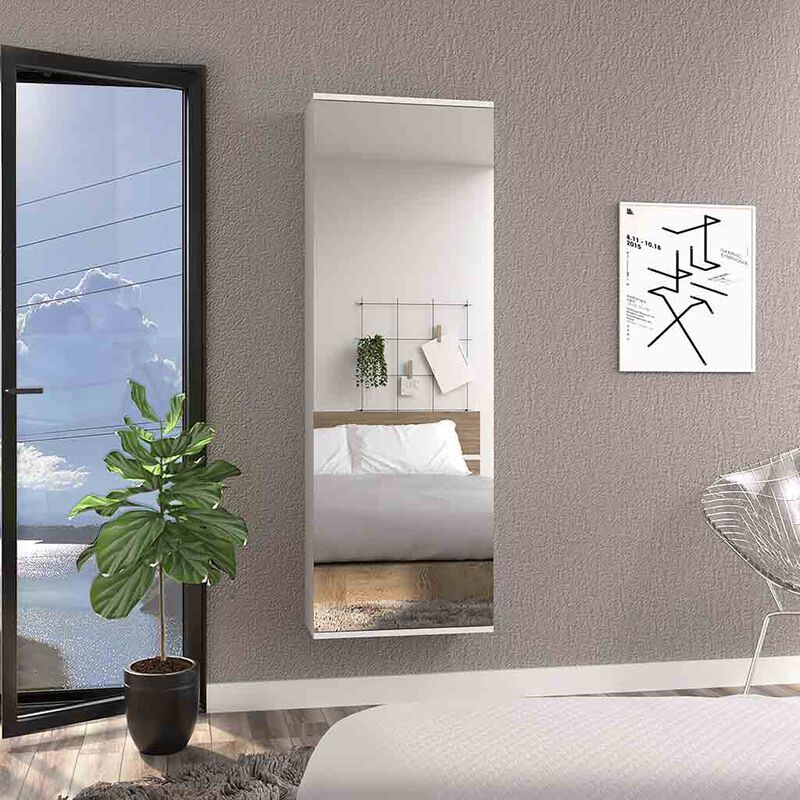 DEPOT E-SHOP Baltimore Wall Mounted Shoe Rack, Mirror, Single Door, Ten Shoes Capacity image number 2