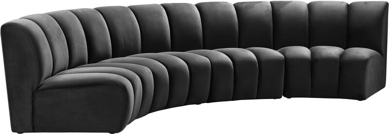 Meridian Furniture Infinity Grey Velvet 4pc. Modular Sectional image number 4
