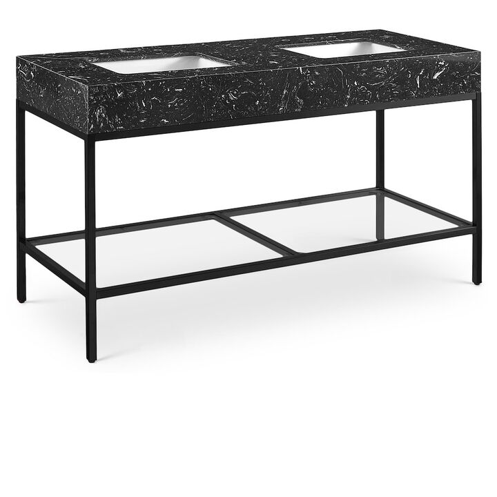 Meridian Furniture Marmo Black Engineered Marble Bathroom Vanity