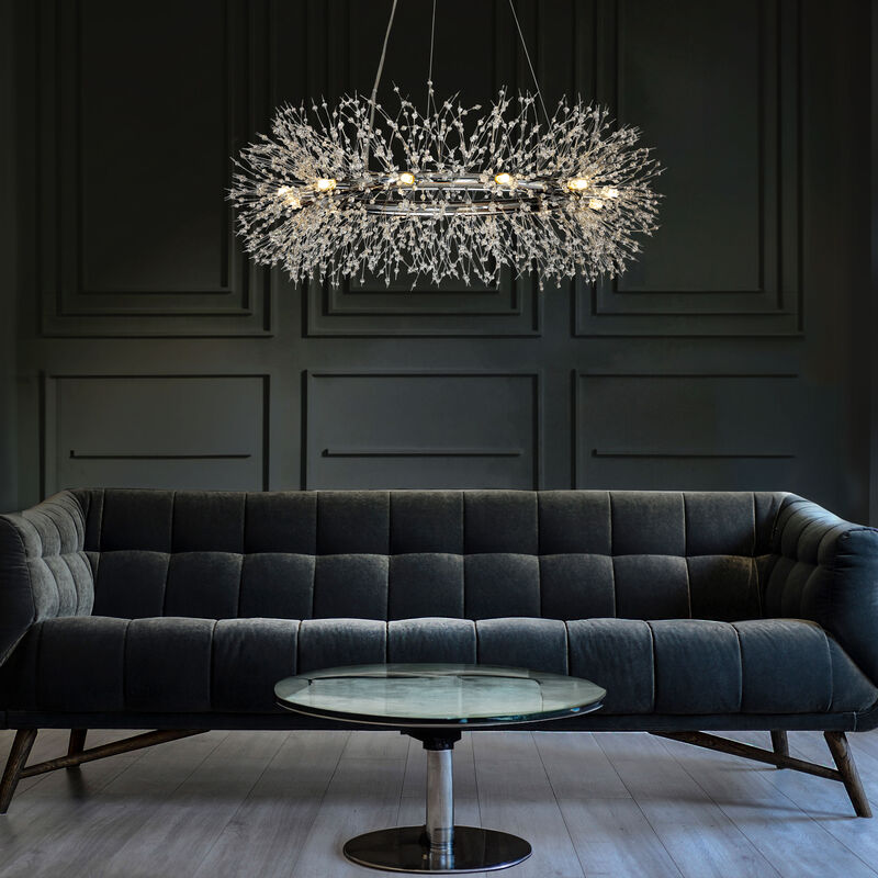 Modern Chandelier Crystal  Firework Round Pendant Ceiling Lighting For Dining Room image number 2