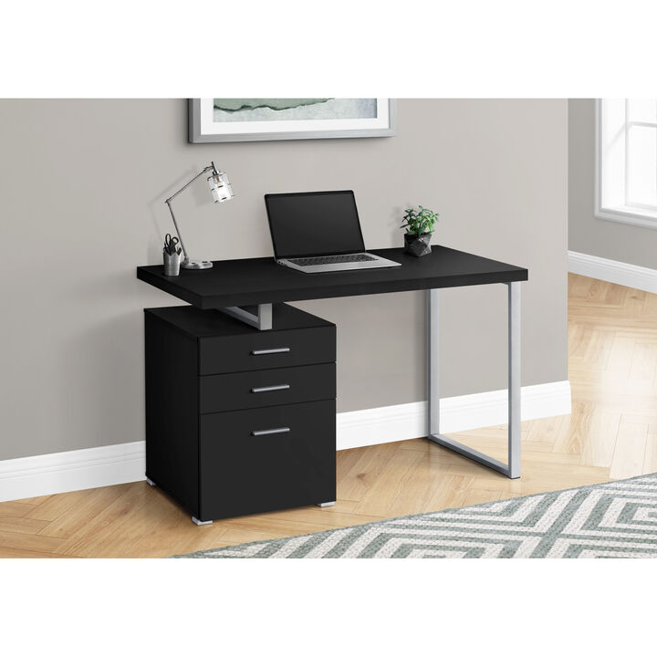 Monarch Specialties I 7649 Computer Desk, Home Office, Laptop, Left, Right Set-up, Storage Drawers, 48"L, Work, Metal, Laminate, Black, Grey, Contemporary, Modern