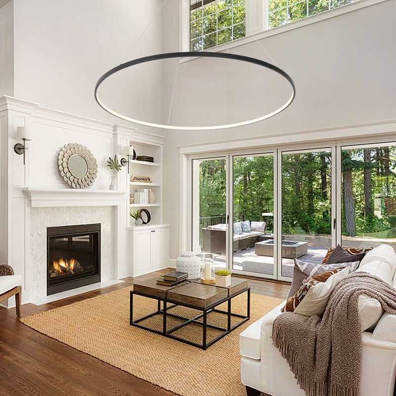 45.3 inch Circle Chandelier Round Kitchen Island Pendant Remote Dimmable image number 6