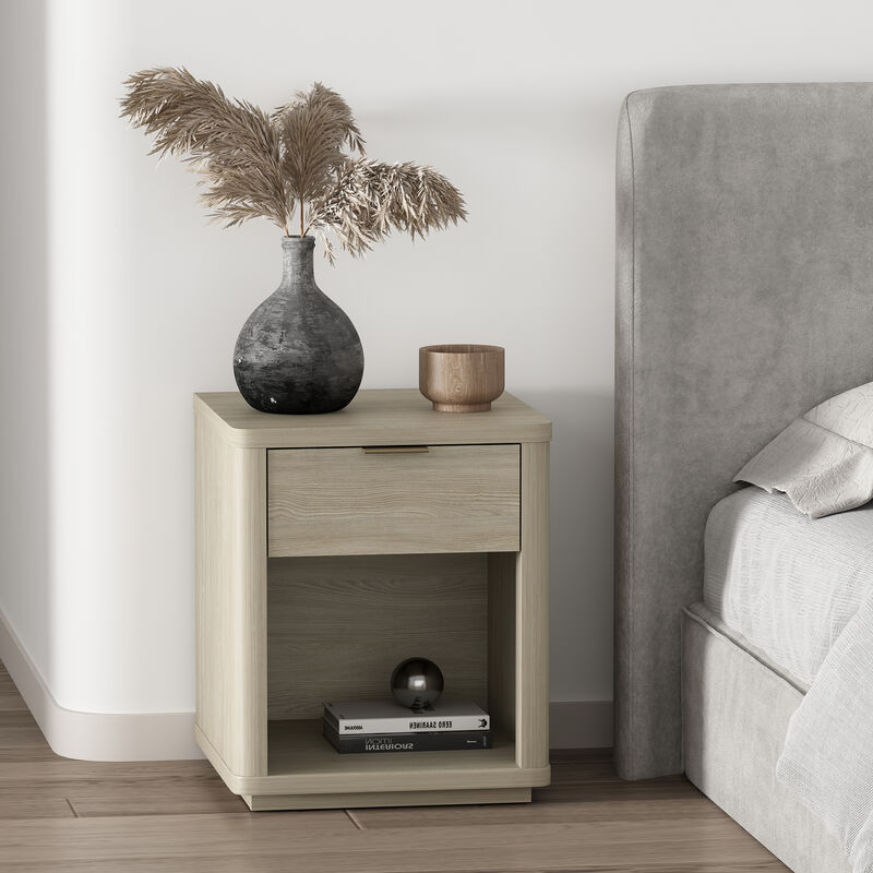 Evelyn Narrow 1-Drawer Nightstand in Gray