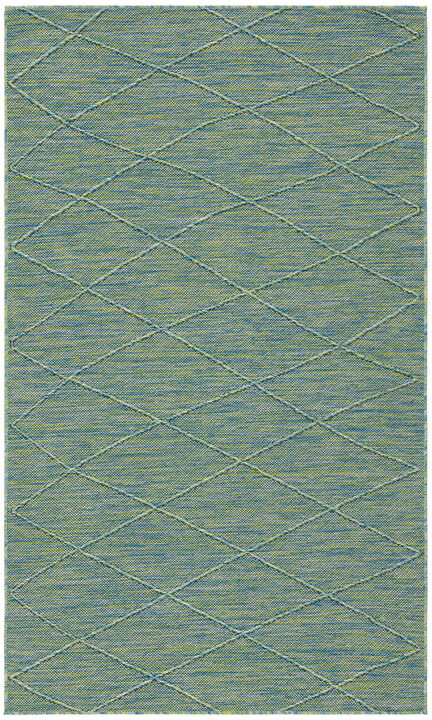 HomeRoots 3' X 5' Blue And Green Geometric Indoor Outdoor Area Rug