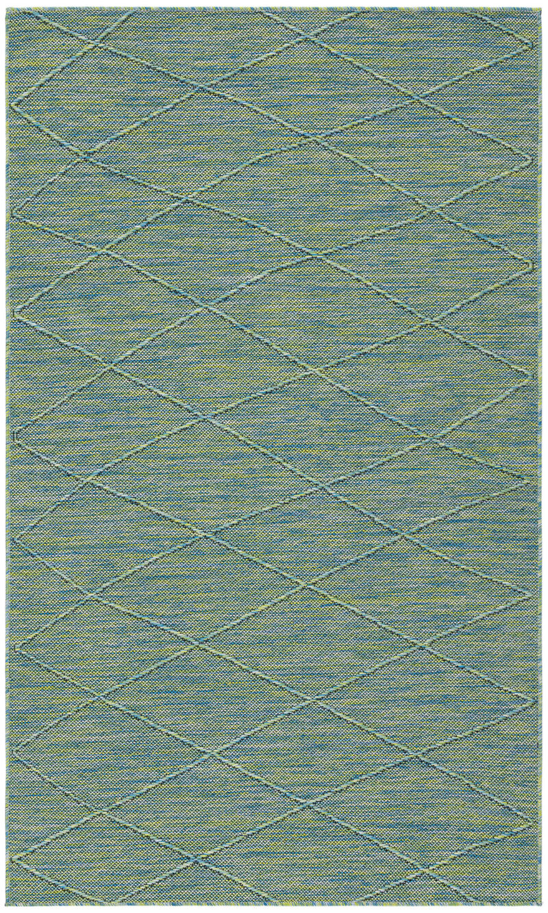 HomeRoots 3' X 5' Blue And Green Geometric Indoor Outdoor Area Rug image number 0