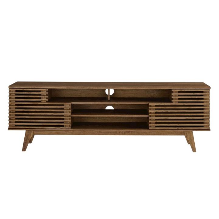 Brown Wood TV Console with Spacious Surface and Modern Design