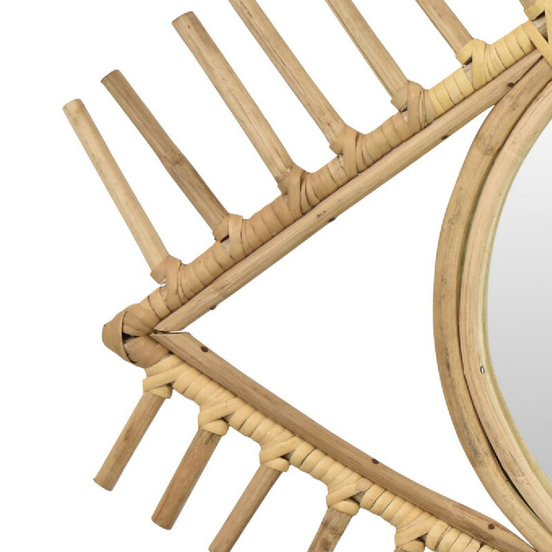 Greta Eye-Shaped Wall-Mounted Mirror, Sunburst Frame, Natural Fiber image number 4