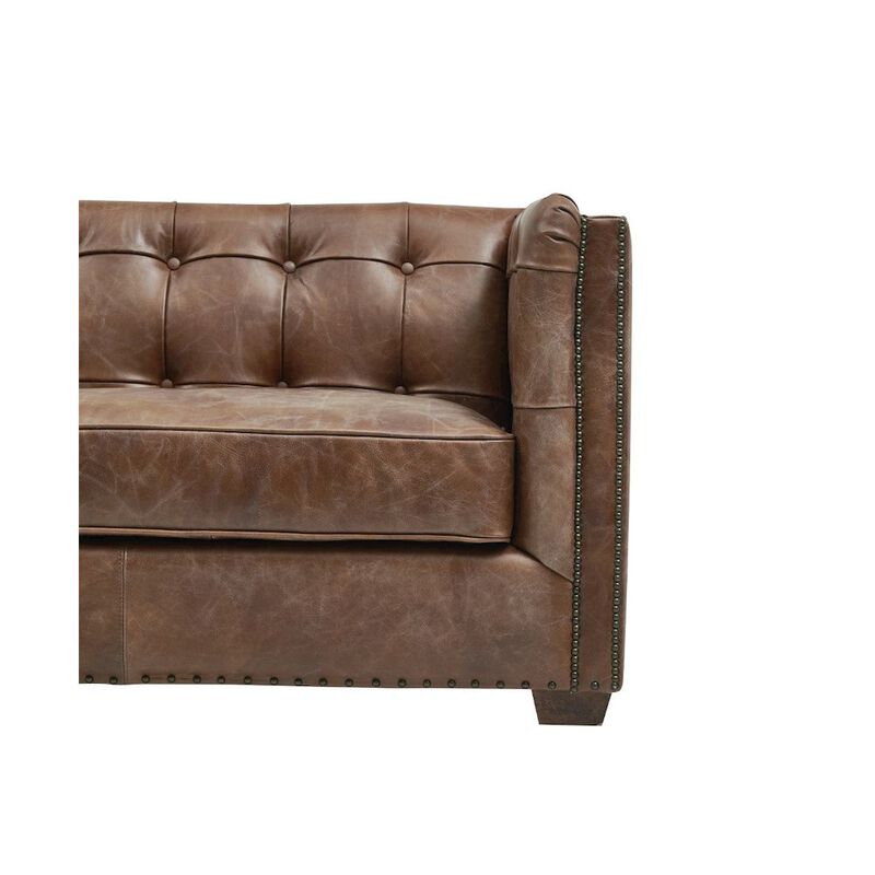 Crafters and Weavers Tuxedo Leather Love Seat - Bark Brown
