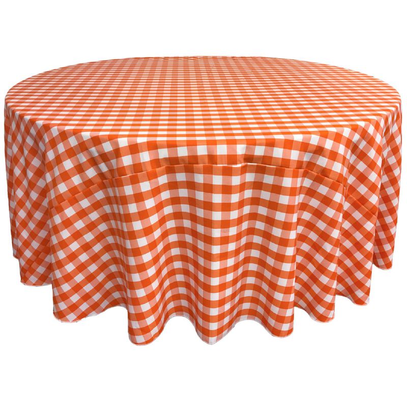 Round Checkered Tablecloth Gingham Style Fabric Table Cover for Dining and Events image number 2
