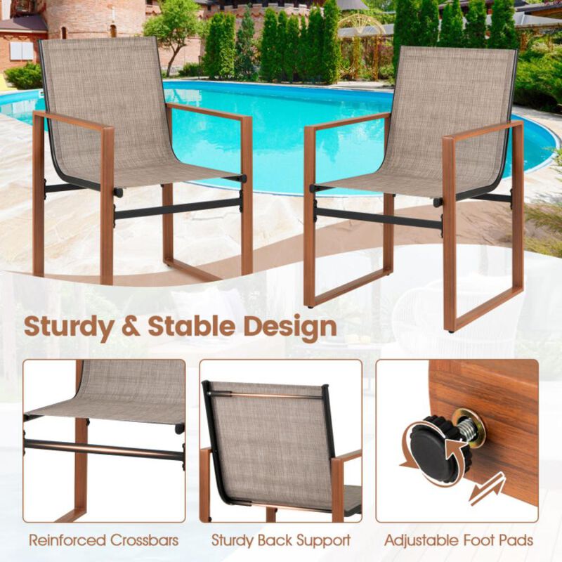 Hivvago Outdoor Dining Chairs with Breathable Seat and Backrest Set of 2