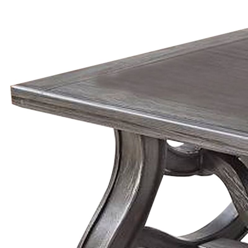 Jax 48 Inch Contemporary Coffee Table, Flared Legs, Beveled, Platinum Gray-Benzara