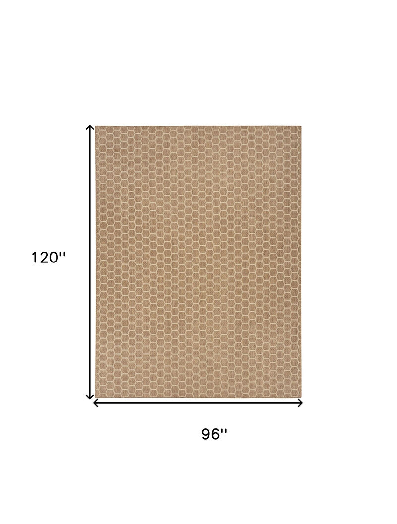 HomeRoots 8' X 10' Natural And Beige Geometric Indoor Outdoor Area Rug image number 4