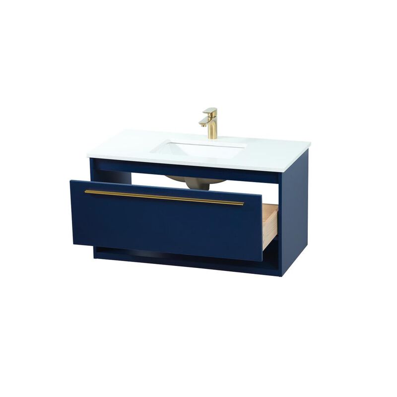 Elegant Kitchen and Bath 36 inch Single bathroom vanity in blue