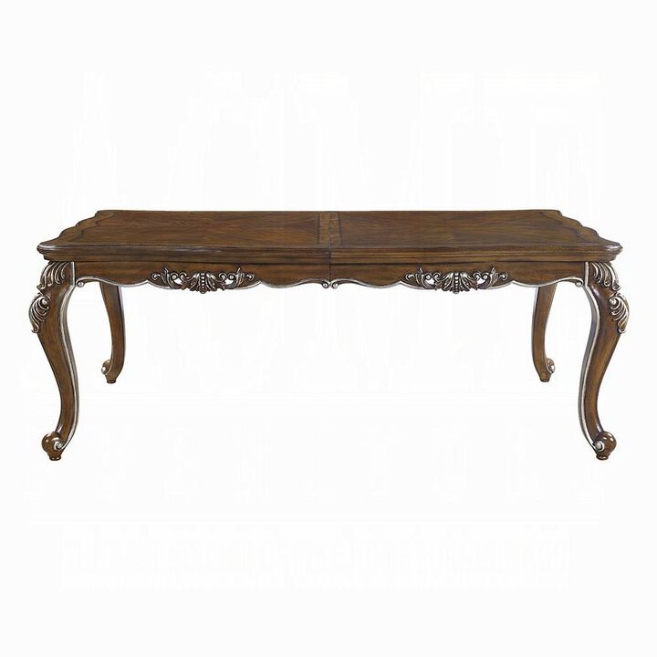Maver Extending Dining Table, Silver Carved Antique Oak, 80-96 Inch