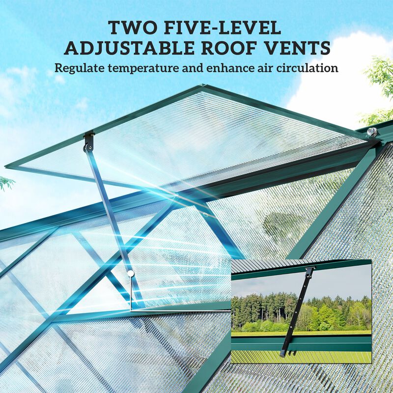Hivvago 11x6 ft Polycarbonate Walk-In Greenhouse image number 6