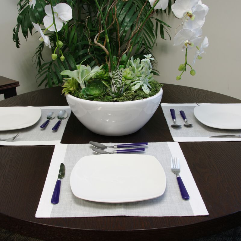 Gibson Sensations II 16 Piece Stainless Steel Flatware Set with Cobalt Handles and Chrome Caddy