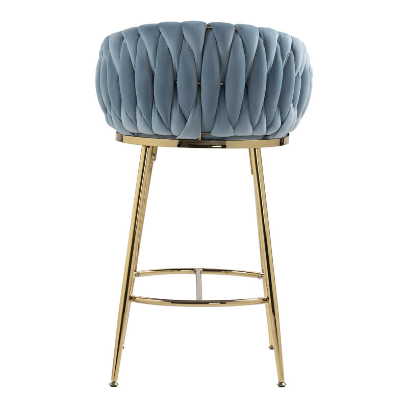 Streamdale Blue Hand-wave Back 26'' Bar Stools, Set of 2 image number 4