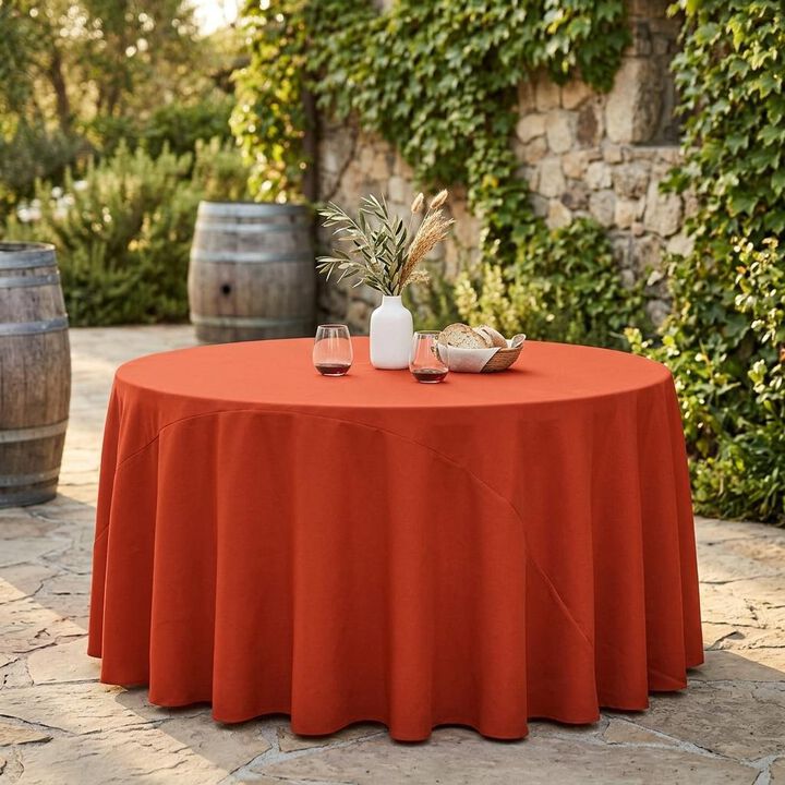 Polyester Poplin Round Tablecloth 132 Inch for Banquet and Dining Tables