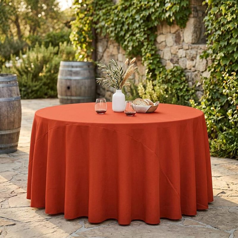 Polyester Poplin Round Tablecloth 132 Inch for Banquet and Dining Tables image number 1