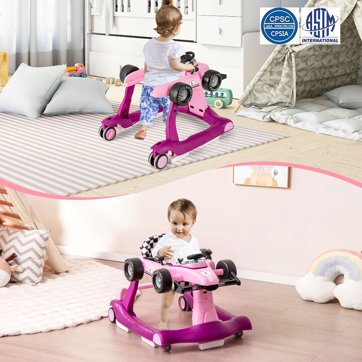 Multi-Functional 4-in-1 Foldable Baby Push Walker with Adjustable Height Settings