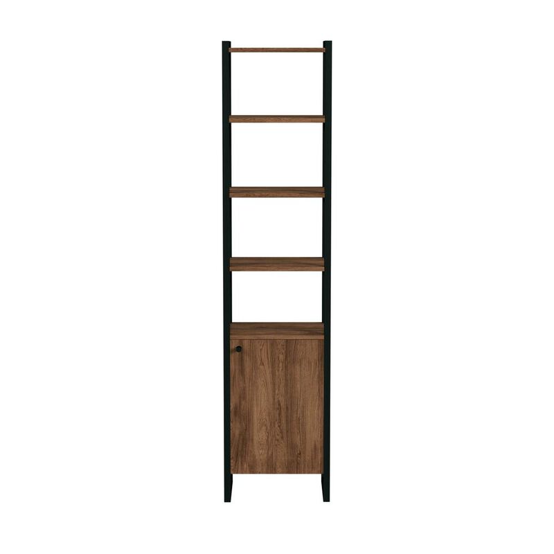 Butler Specialty Drake 73 Narrow Walnut Bookcase with Storage, Medium Brown