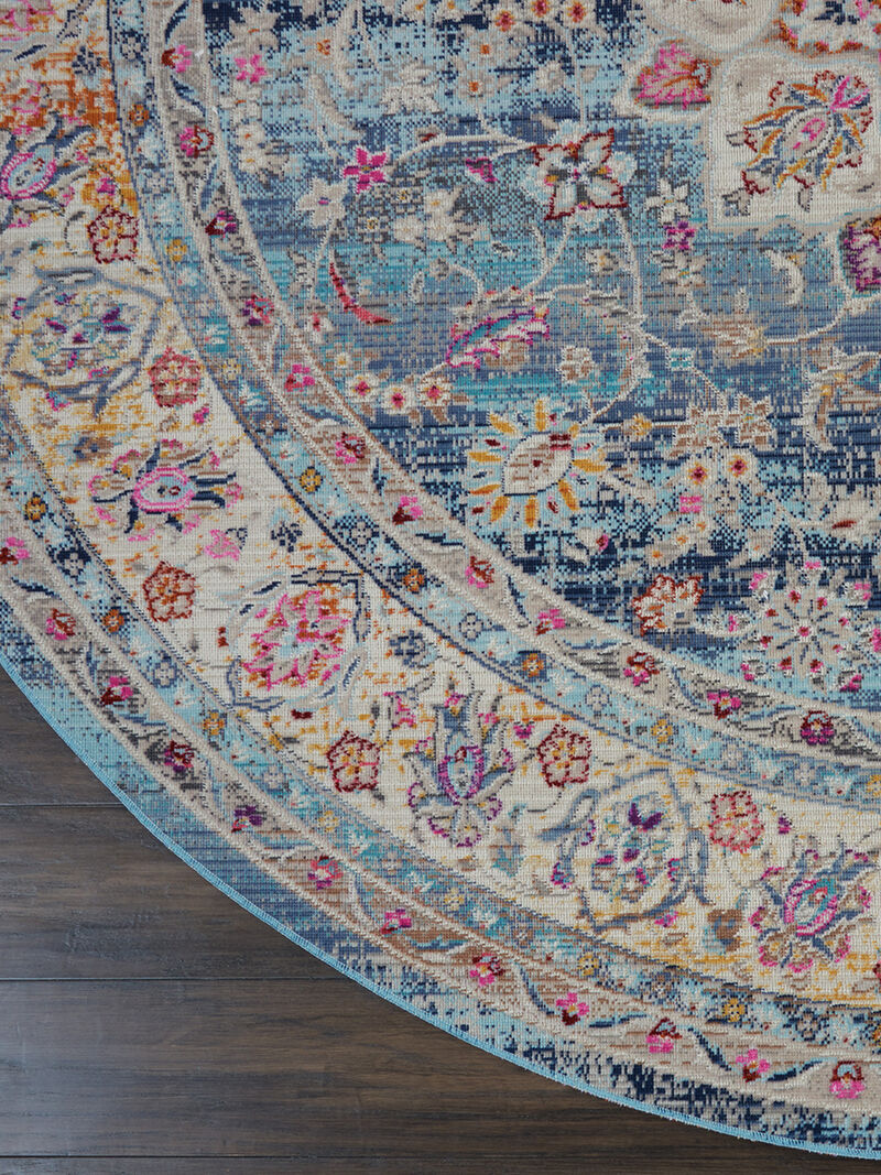 Vintage Kashan VKA01 Blue 4' x Round Rug