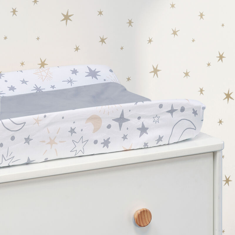 Lambs & Ivy Goodnight Moon White/Gray Changing Pad Cover - Moons/Stars