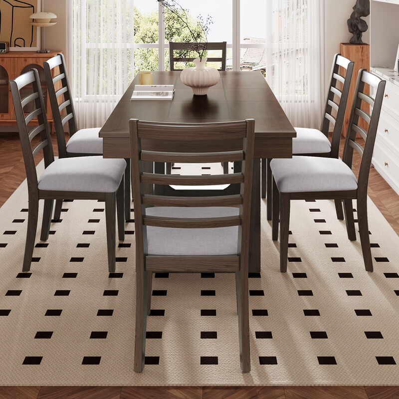 Merax Farmhouse 7-Piece Extendable Dining Set image number 1