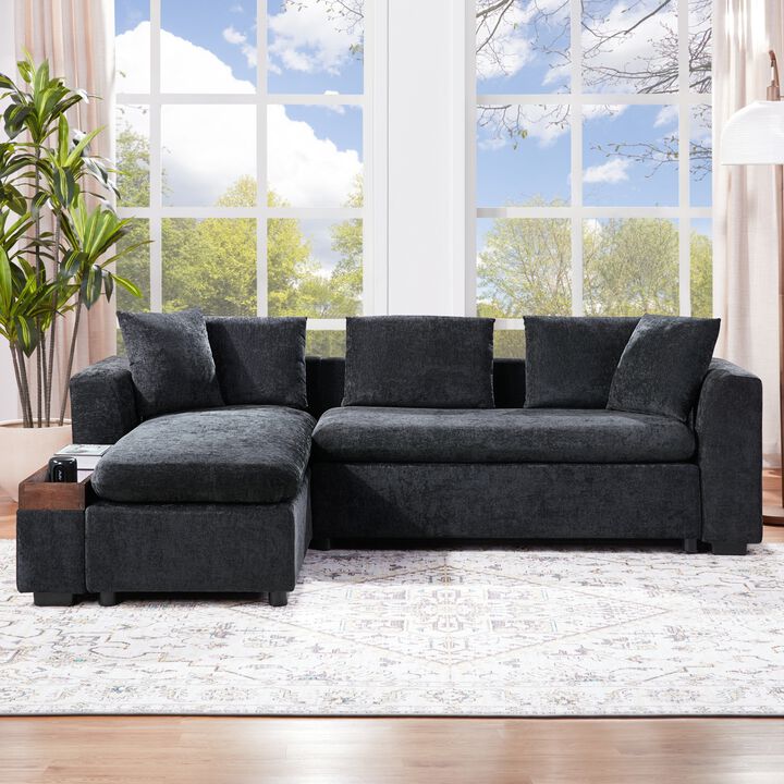 Sectional Sofa 93.7" L-shaped Sofa Upholstered Sofa Couch with wooden Storage Compartment
