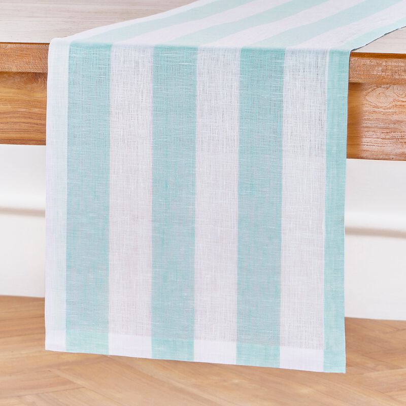 Solino Home Cabana Stripe 100% Linen Table Runner &ndash; Handcrafted, Machine Washable, Perfect for Holiday and Everyday Dining