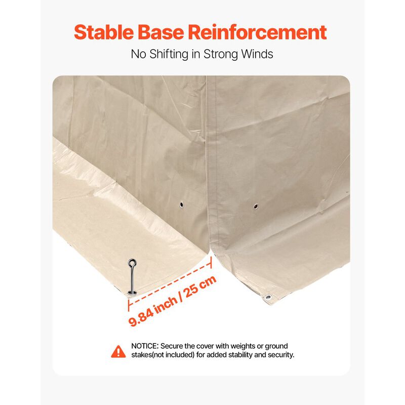 PE Gazebo Winter Cover with Sidewalls, Double-Tier Roof & Mesh Window Enclosure-Beige image number 6