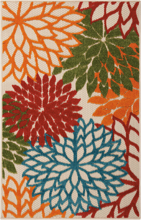 HomeRoots Floral Indoor Outdoor Area Rug