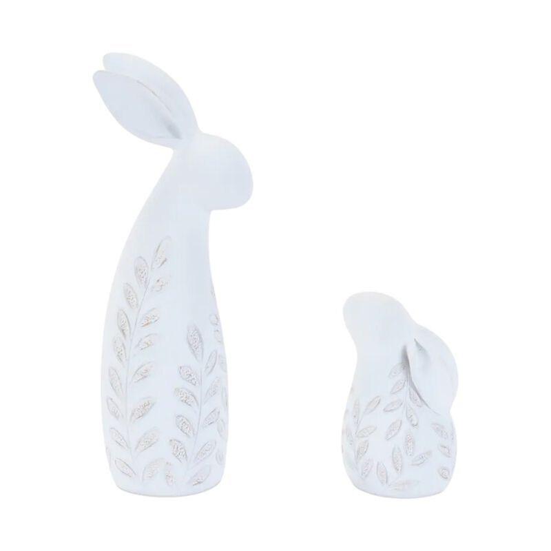 HomeRoots Set of Two White Polyresin Rabbit Figurines image number 0