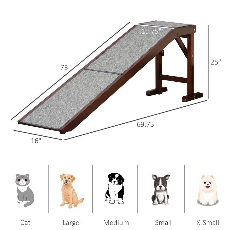 Brown Pet Accessibility: 74" Wooden Dog Ramp for Bed image number 2