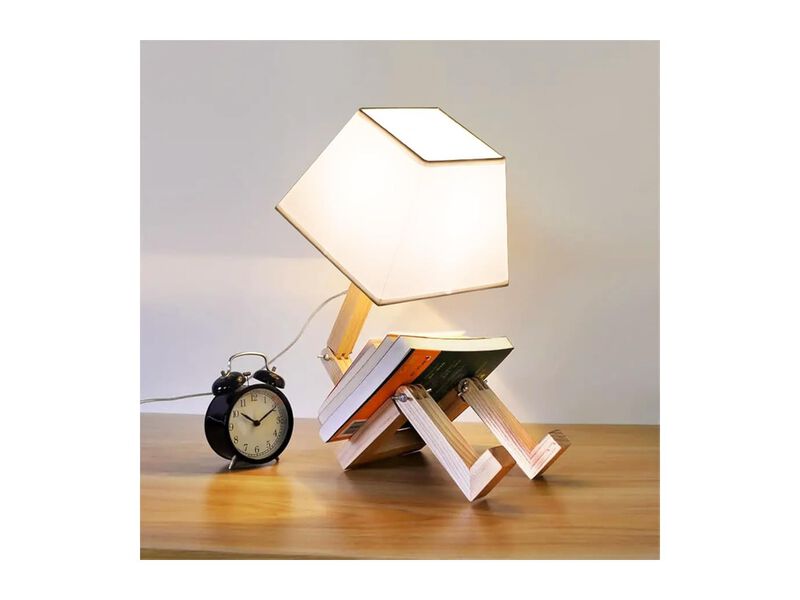 Dimmable Wood Robot Desk Lamp For Living Room Bedroom Office image number 3