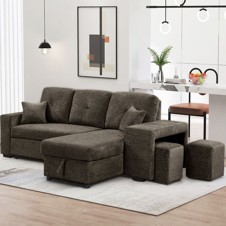 Streamdale Knox Charcoal Sectional Sofa Bed with Storage Chaise
