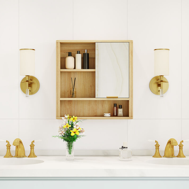 ELEMENT ACE Wall Mounted Bathroom Mirror Cabinet with Open Shelves Waterproof Medicine Cabinet Space Saving Vanity Organizer for Home & Bathroom Use image number 5
